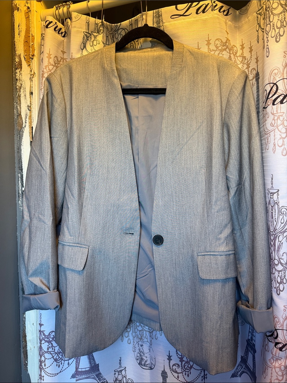 Classic Gray Men's Blazer - Single-Button Professional Jacket